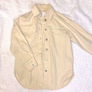 long cream denim jacket size xs